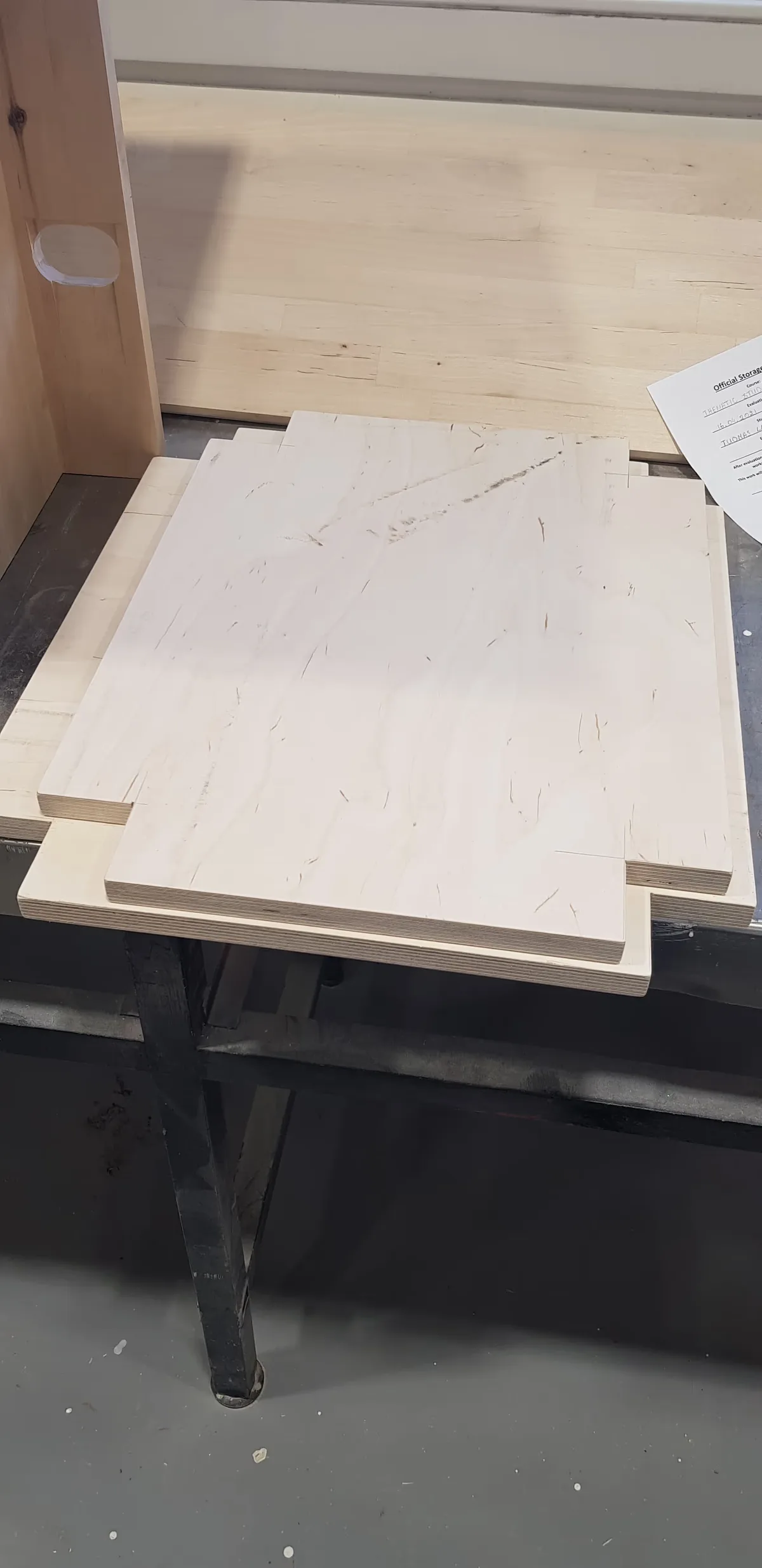 A photo of a the wooden backboard for the game.