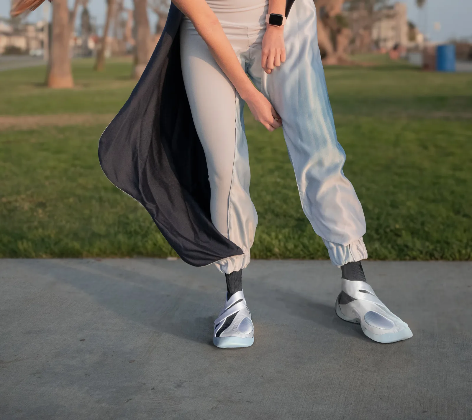 The background for the Asics project, showing the pants and shoes on a professional model.