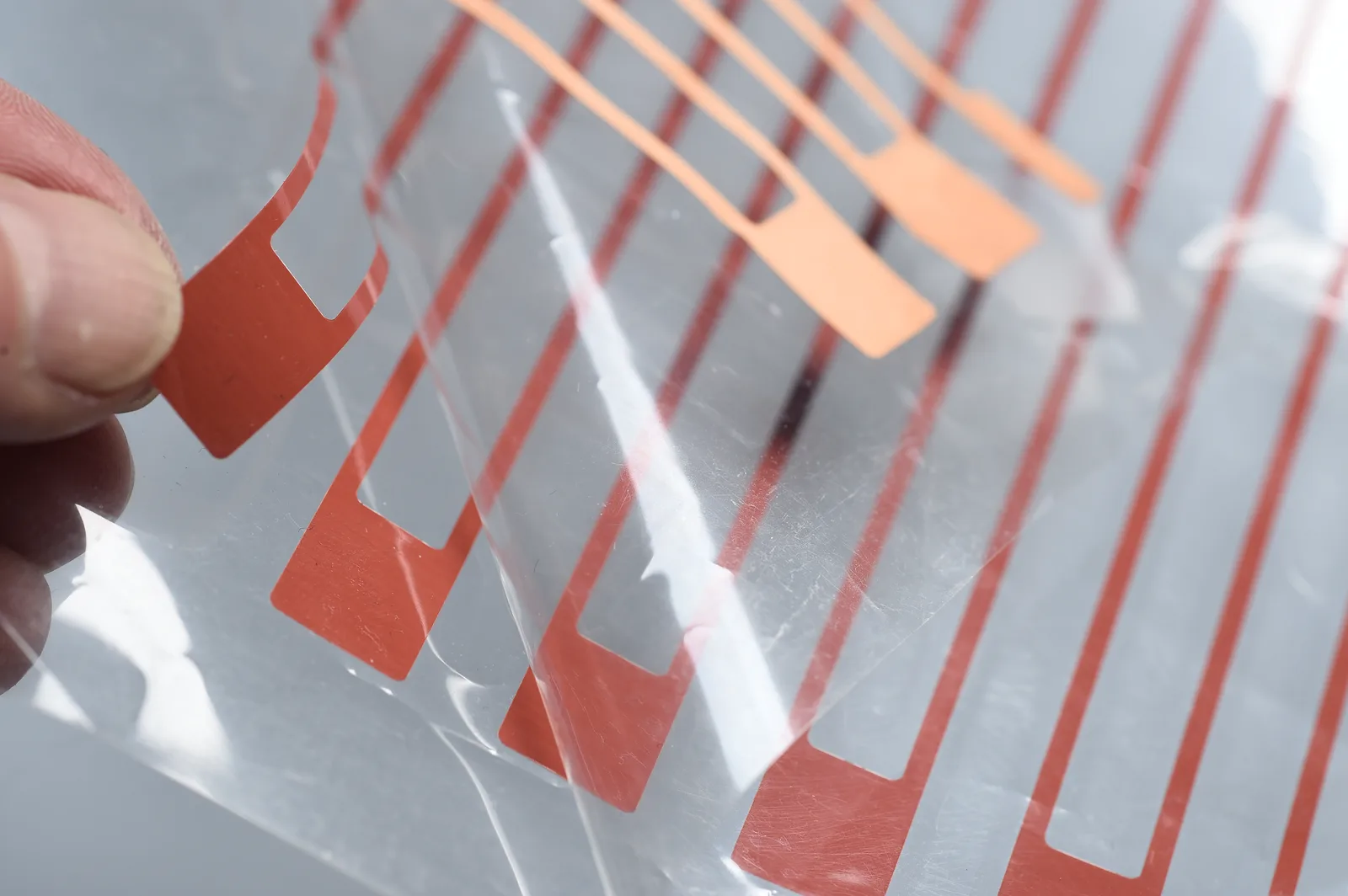 Closeup of TWSC technology - thin sheets of metal inside plastic film